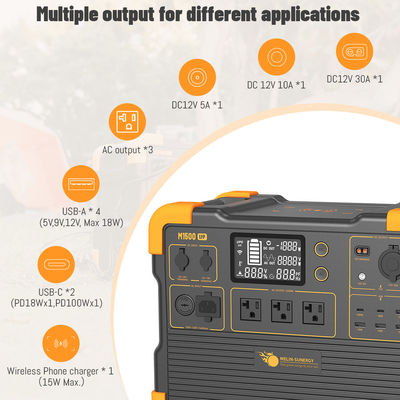 2200W UPS 태양광 발전기, 1536Wh LFP 리튬 배터리, 600W 태양광 패널 입력 및 2시간 충전 시간