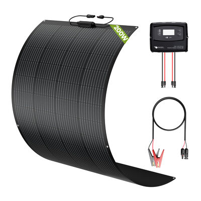 RV 캐러밴, 캠핑카, 모터홈용 200W 태양광 패널 키트, 반유연성 태양광 패널 및 AGM GEL WET CALCIUM LiFePO4 및 LTO 배터리용 IP67 5단계 충전 PWM 태양광 컨트롤러 포함